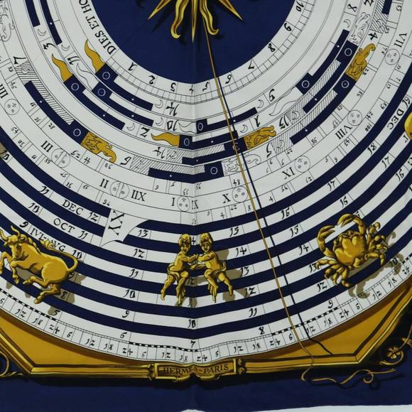 HERMES Carre 90 dies et hore Scarf Silk Blue Auth tb932 - Picture 9 of 13